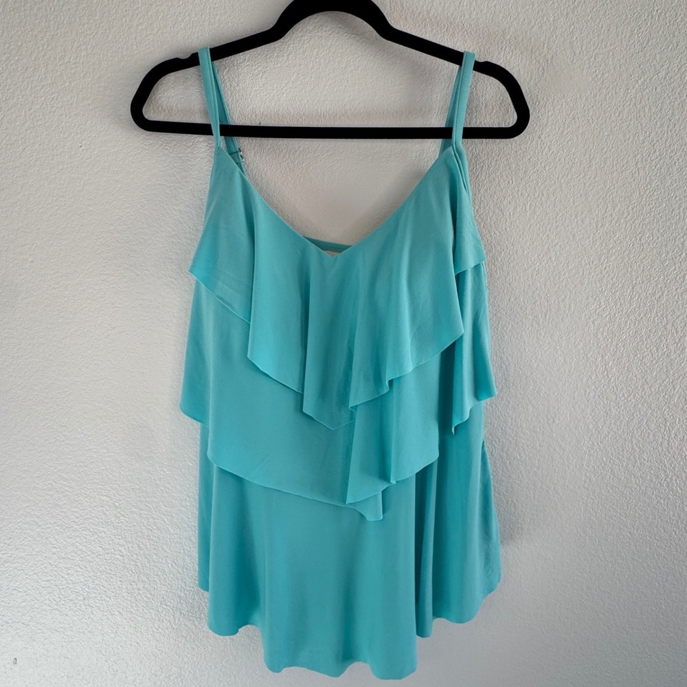 New Aqua Green Womens Plus Size 18W Turquoise Blue Ruffle Tiered Tankini Top